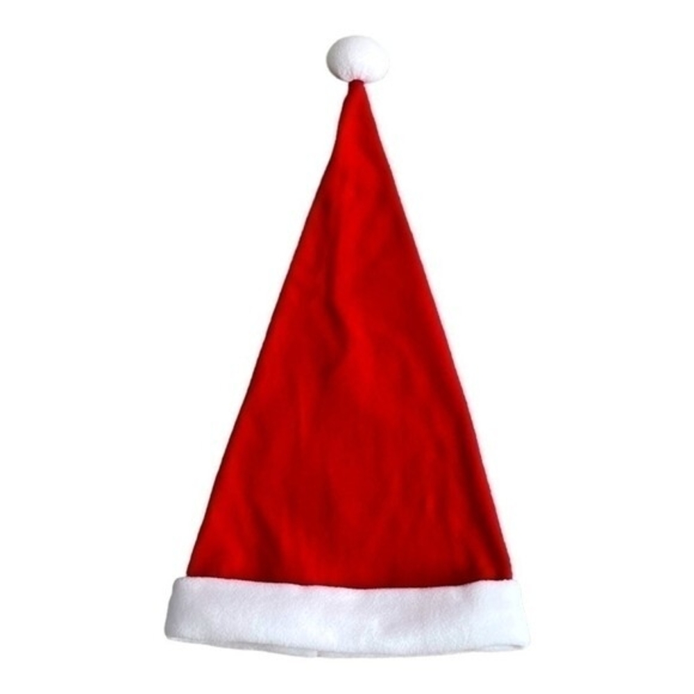 Pajamagram Santa Snuggle Hat Red White Pompom Adult One Size Fleece NWT - Picture 2 of 5